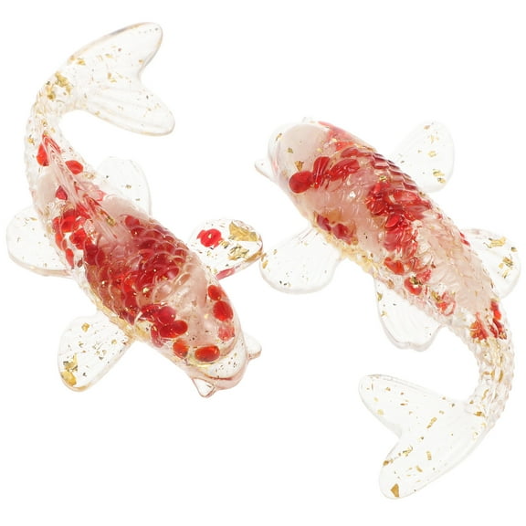 LOLIPPYY 2-Piece Red Crystal Fish Figurines Set, Decorative Tabletop Sculptures for Home, Office, and Indoor Display