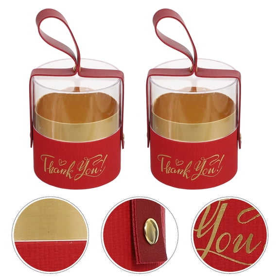 LOLIPPYY 2-Pack Red Cylinder Chocolate Boxes with Transparent Lids, Stylish Portable Storage Containers for Candy and