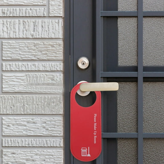 LOLIPPYY 2Pcs Red Double Sided Do Not Disturb Door Sign PU for Office Home and Hotel Use