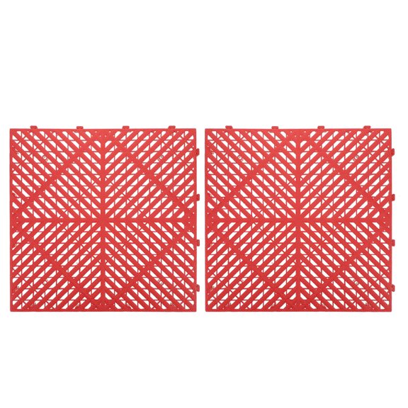 LOLIPPYY 2Pcs Red Interlocking Plastic Floor Grating for Garage with Heavy Duty Drainage System and Nonslip Surface