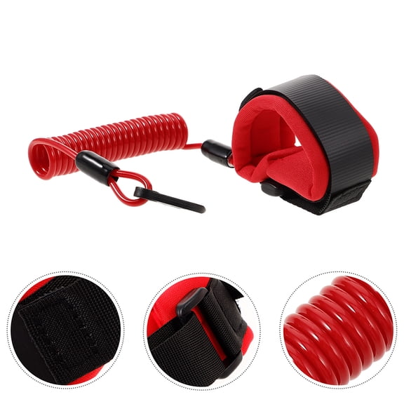 LOLIPPYY 2Pcs Red Outboard Motor Safety Leash for Boat Emergency Stop with Quick Release and Buoyancy