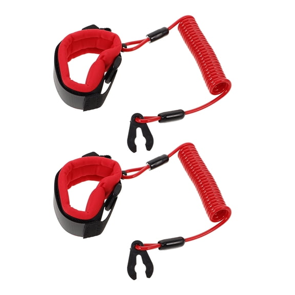 LOLIPPYY 2Pcs Red Outboard Motor Safety Leash with Buoyancy and Quick Release for Safe Boating