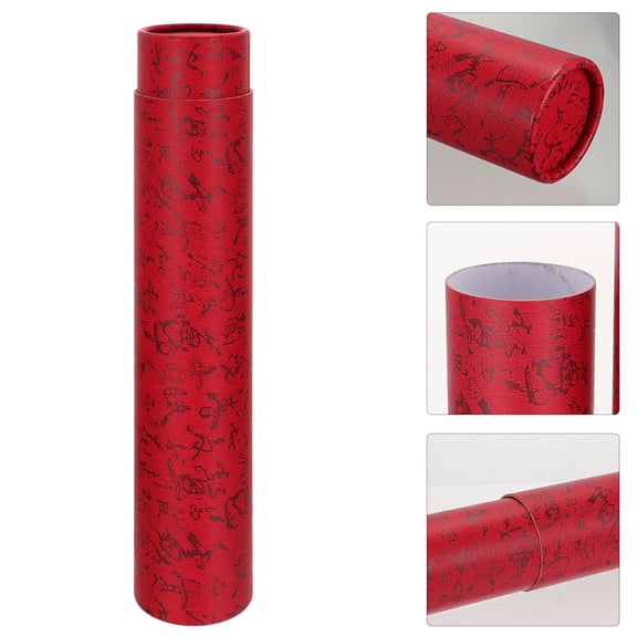 LOLIPPYY 2Pcs Red Scroll Storage Box Painting Scroll Organizer with Elegant Design