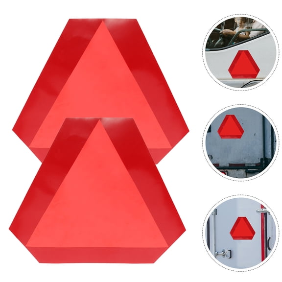 LOLIPPYY 2Pcs Red Triangle Reflective Safety Warning Signs for Slow Moving Vehicle Car Use