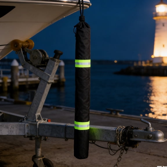 LOLIPPYY 2-Pack Reflective Boat Guide Pole Covers Heavy Duty Marine Trailer Sleeve Black for Outdoor and Watercraft Use