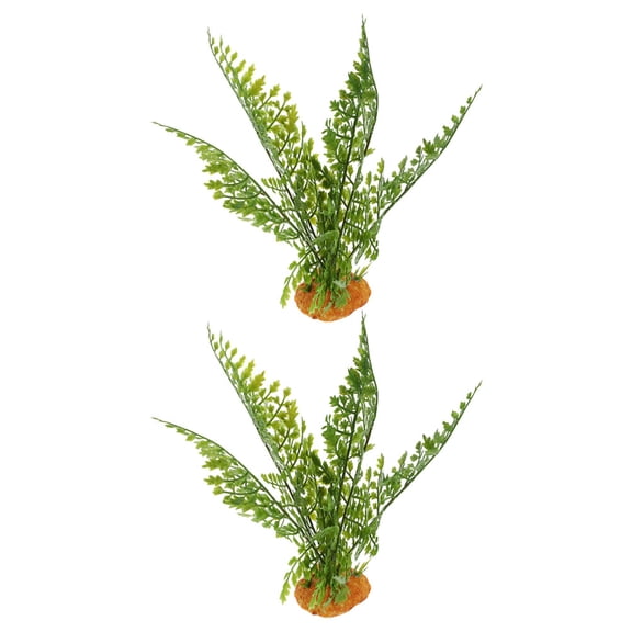 LOLIPPYY 2Pcs Reptile Habitat Decor Green Artificial Plants for Bearded Dragon Cage Easy Installation