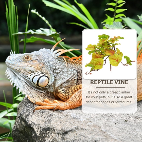 LOLIPPYY 2Pcs Reptile Simulated Plastic Plants for Bearded Dragon and Lizard Habitat Decoration