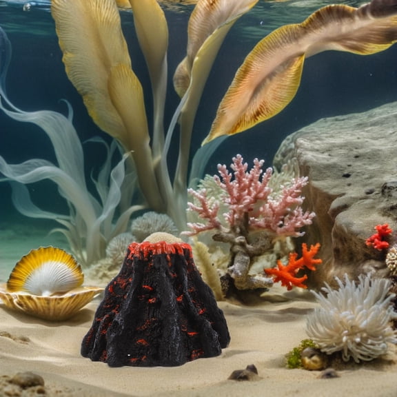 LOLIPPYY 2Pcs Resin Aquarium Volcano Model Fish Tank Landscape Decor Oxygenation Bubbling Volcano Accessory