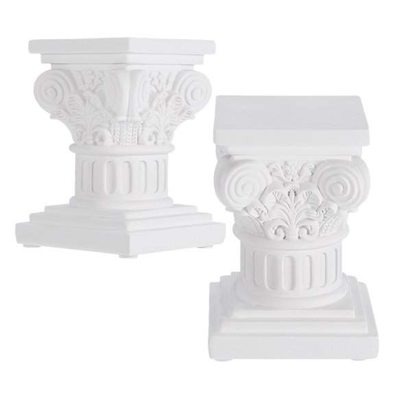 LOLIPPYY 2Pcs Resin Roman Column Pillar Stand White Wedding Classic Greek Decorative Candle Holder for Display