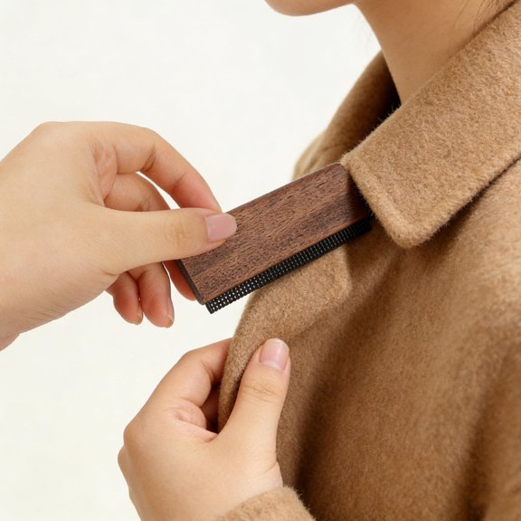 LOLIPPYY 2Pcs Reusable Wood Lint Brush for Clothes Manual Sweater Pilling Remover Coffee Color