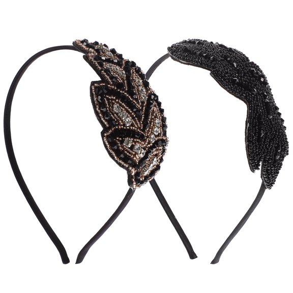 LOLIPPYY 2-Pack Rhinestone Headbands Vintage Style Hair Hoops Assorted Colors Chic Party Hair Accessories