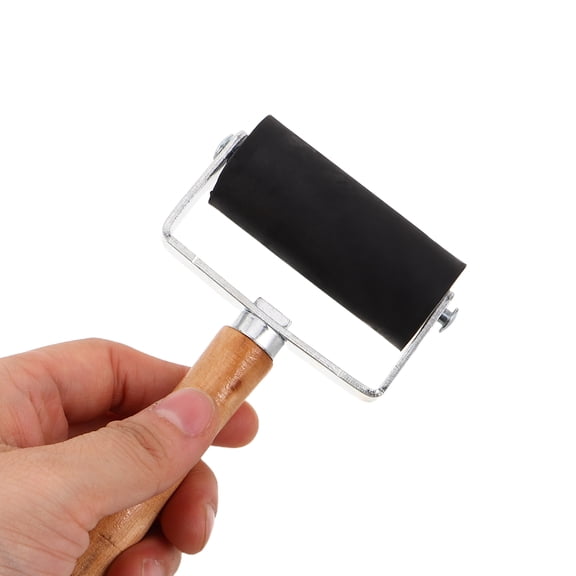 LOLIPPYY Set of 2 Rubber Brayers with Wood Handles, Soft Rubber Rollers for Printmaking, Arts & Crafts Supplies