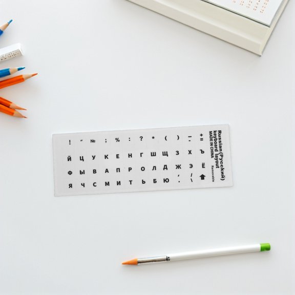 LOLIPPYY 2Pcs Russian Keyboard Letter Replacement Stickers for Notebooks with Clear Bold Lettering