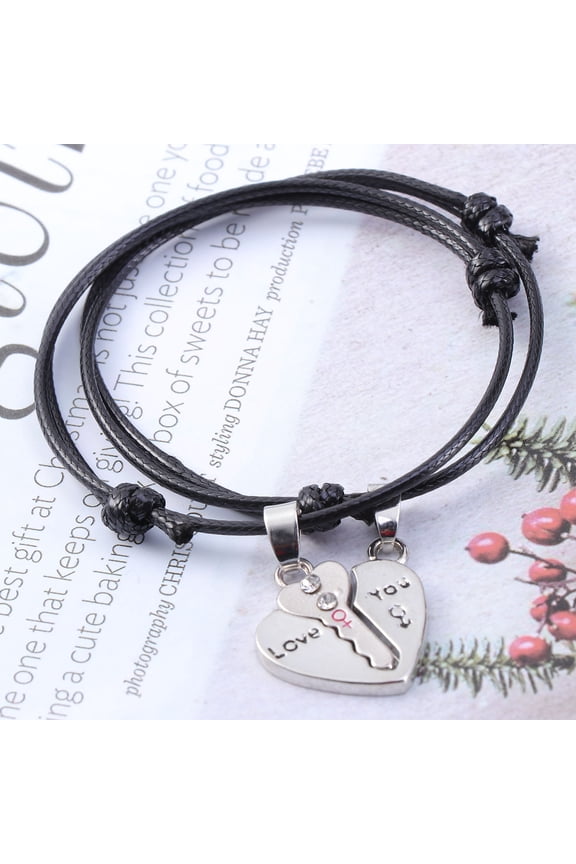 2Pcs -Shaped Bracelets for Couples with Metal and Nylon Material