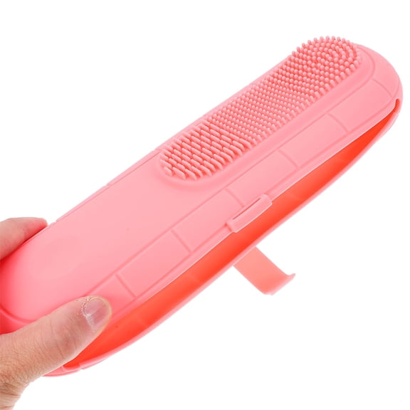 LOLIPPYY 2Pcs Silicone Makeup Brush Case Travel Cosmetic Organizer Multifunctional Pink