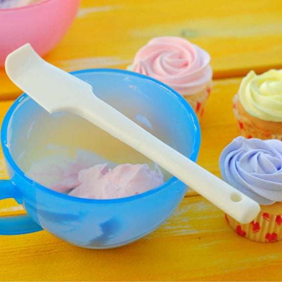 LOLIPPYY 2Pcs Silicone Scraper Tool White Multifunction Spatula for Smooth Cake and Pastry Icing