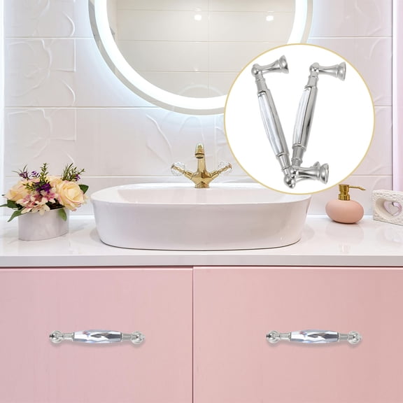 LOLIPPYY Set of 2 Glass Dresser Knobs Modern Crystal Cabinet Handles for Home Furniture Decoration