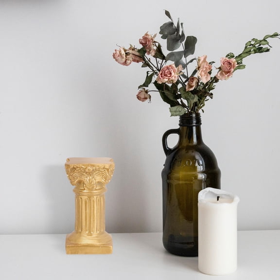 LOLIPPYY 2-Pack Mini Golden Resin Column Photo Props Decorative Ornaments for Home and Party Decoration
