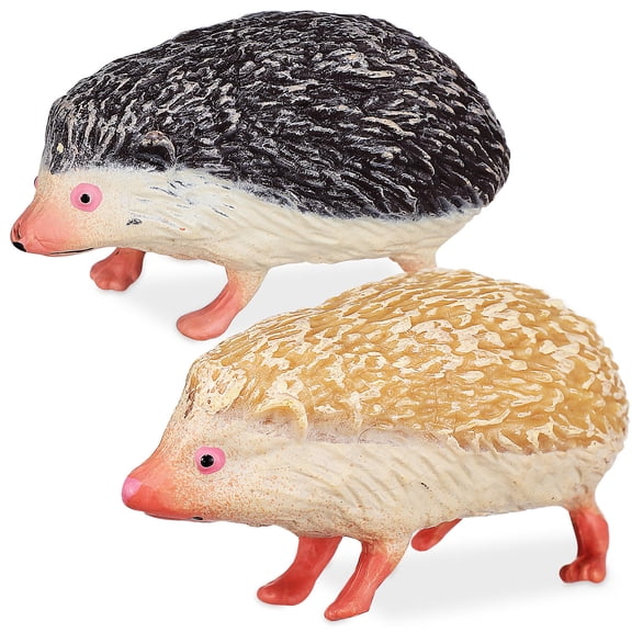 LOLIPPYY 2Pcs Small Animal Figurines Hedgehog Decorative Ornaments Plastic Yellow for Micro Landscape Animal Lovers