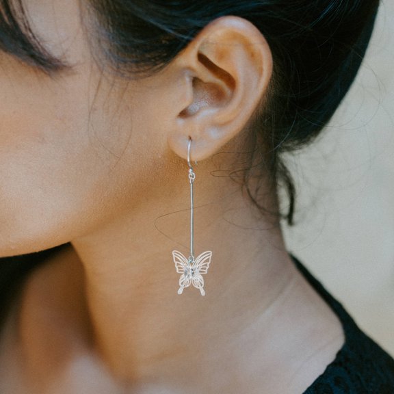 LOLIPPYY 2Pcs Small Butterfly Charms for Jewelry Findings and Giving with Throughhole Design