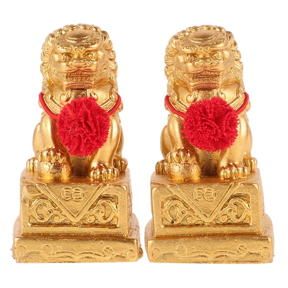 LOLIPPYY 2Pcs Small Chinese Lion Ornaments Resin Historical Design Mascot Dogs for Tabletop