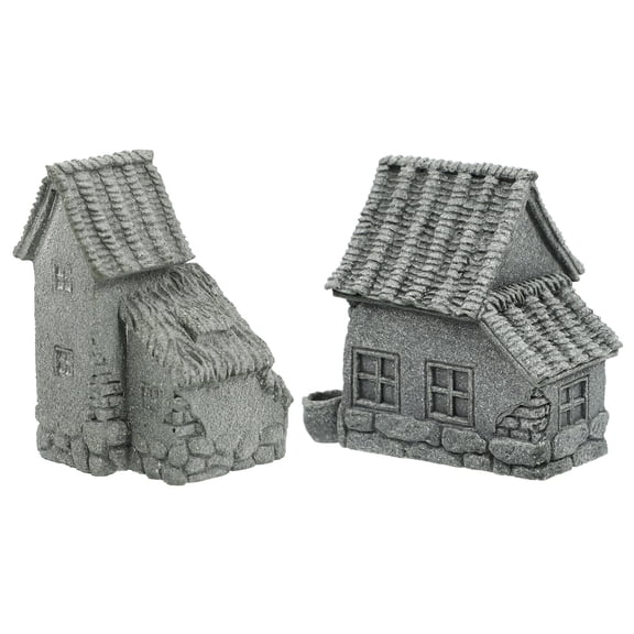 LOLIPPYY 2Pcs Small House Model Micro Landscape Ornaments Light Grey Sandstone for Home Decor
