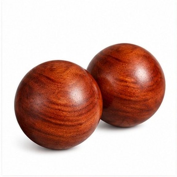 LOLIPPYY 2Pcs Smooth Brown Wooden Acupoint Massage Balls for Hand Flexibility and Memory Support