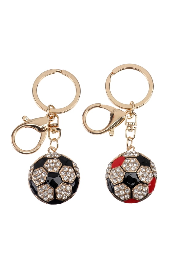 2-Pack Soccer Rhinestone Keychains Stylish Pendant Key Perfect Gift for Sports Fans