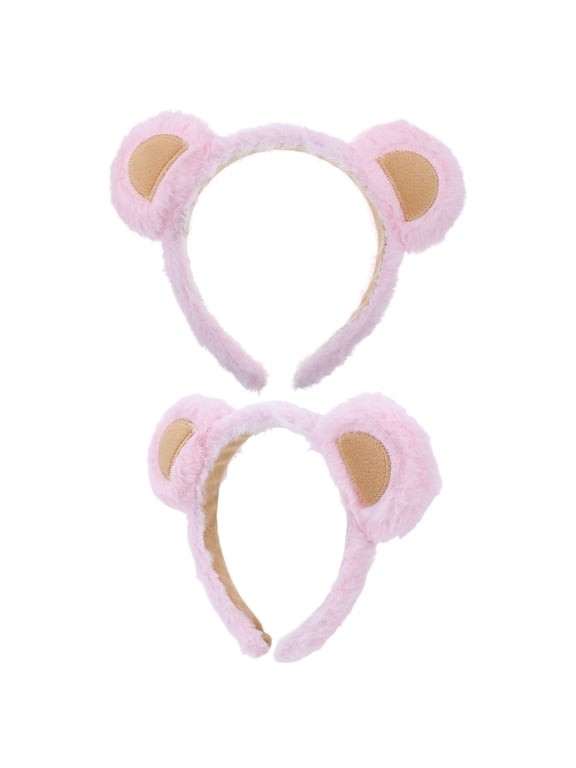 Plush Bear Ears Headband for Skincare and Decor 2 Pieces