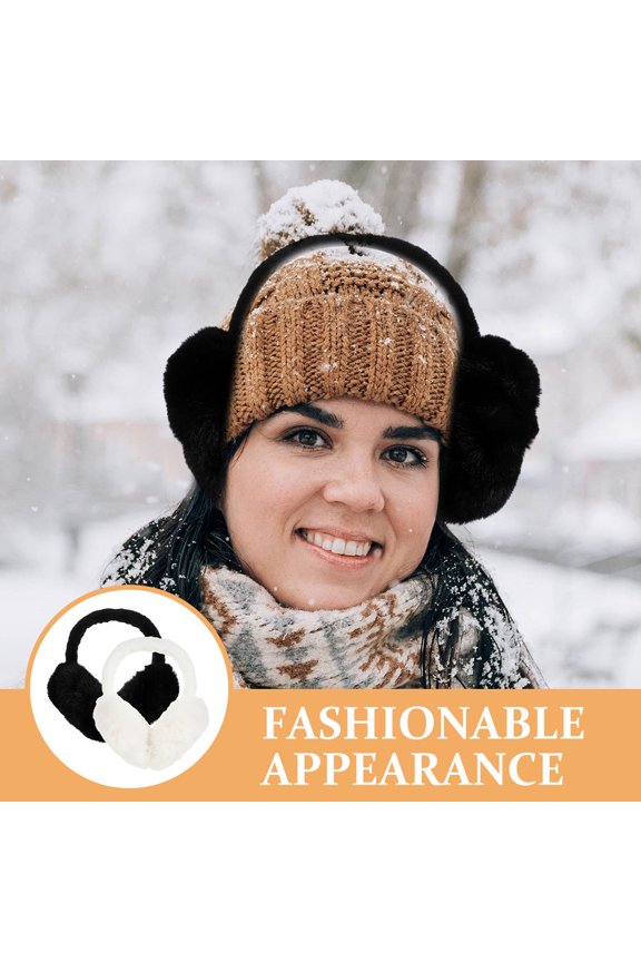 2-Pack Plush Soft Warm Ear Muffs for Women, Cold Weather and Winter Accessories