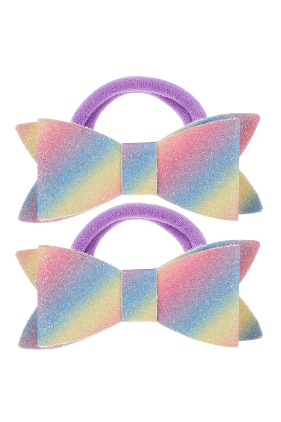 2Pcs Sparkly Bow Hair Ties for Girls Easy to Wear Fashionable Design