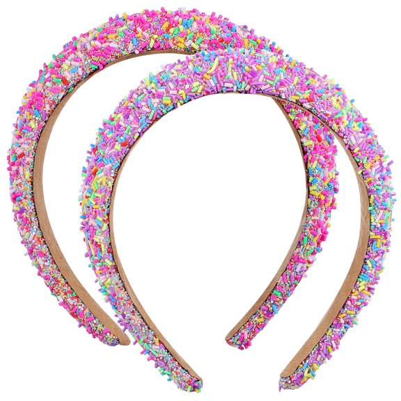 LOLIPPYY 2Pcs Sparkly Padded Wide Headband Candy Sprinkle Hair Accessories Comfortable for Everyday