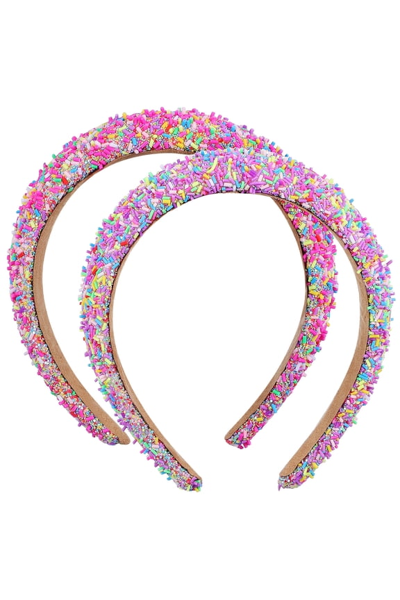 2Pcs Sparkly Padded Wide Headband Candy Sprinkle Hair Accessories Comfortable for Everyday