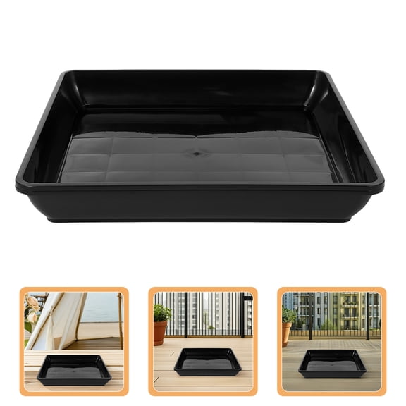 LOLIPPYY 2Pcs Square Planter Tray Black Plastic Water Collection Tray for Succulent Pots