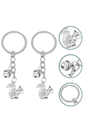 Squirrel Key Ring Pine Cone Charm Metal Keychain Accessory 2Pcs