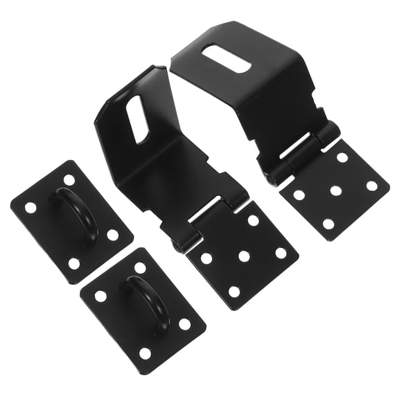 LOLIPPYY 2Pcs Stainless Steel Black Right Angle Door Lock Hasp for Home Garage Barn and Warehouse Security