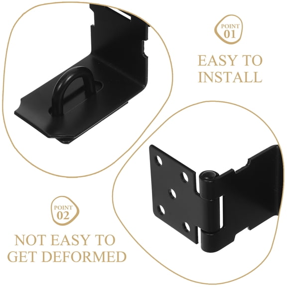 LOLIPPYY 2-Pack Black Stainless Steel Right Angle Door Lock Hasp for Home, Garage, Barn, and Warehouse Security