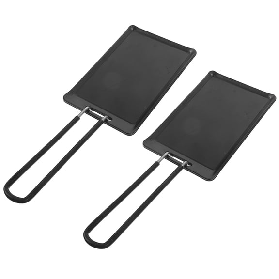 LOLIPPYY 2Pcs Stainless Steel Griddle Pan Portable Handheld Bbq Grill Pan with Detachable Handle for Even Heating