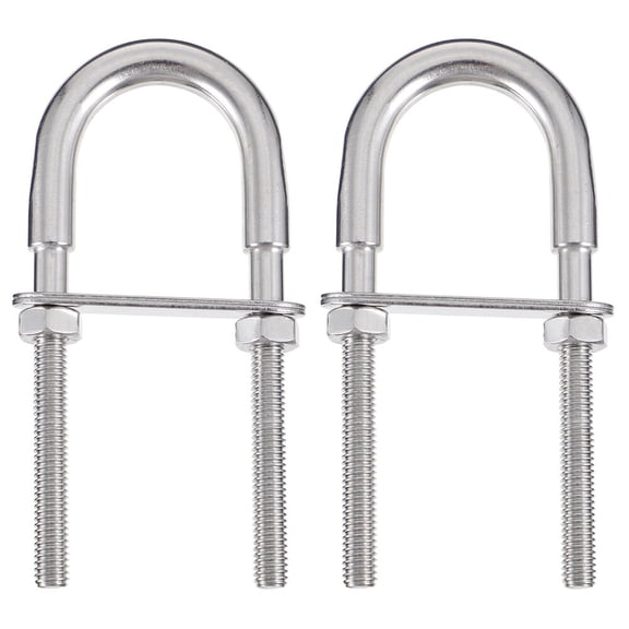 LOLIPPYY 2Pcs Stainless Steel Right Angle U Bolts Plated Silver Metal U Shape Screw Clamp