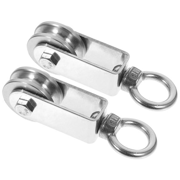 LOLIPPYY 2Pcs Stainless Steel Rope Pulley System with Hanging Ring for Industrial Cable Lifting