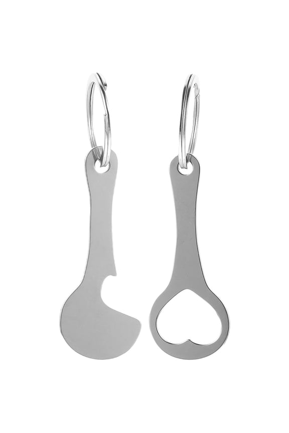 2Pcs Stainless Steel Shopping Trolley Quarter Keychain Adults