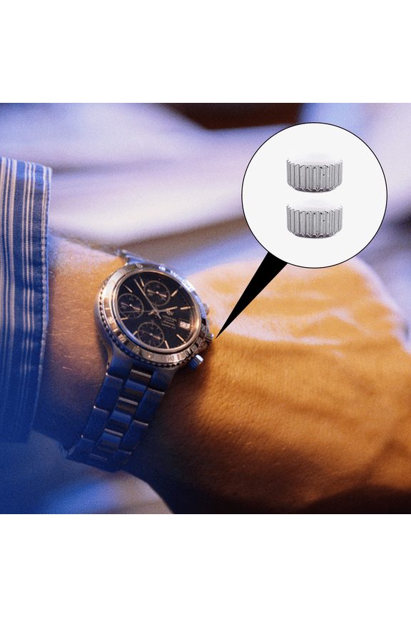 2-Pack Stainless Steel Watch Repair Crowns Replacement Parts for and Watch Maintenance