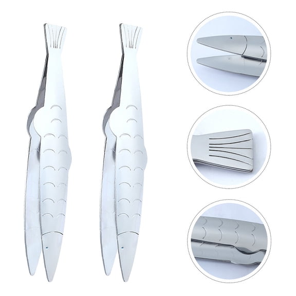 LOLIPPYY 2Pcs Sturdy Stainless Steel Fish Bone Clips Multifunctional Kitchen Accessories