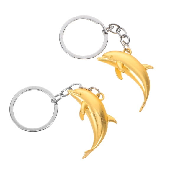 LOLIPPYY 2Pcs Stylish Dolphin Keychain Pendant with 3D Sea Animal Design and Golden Metal Finish