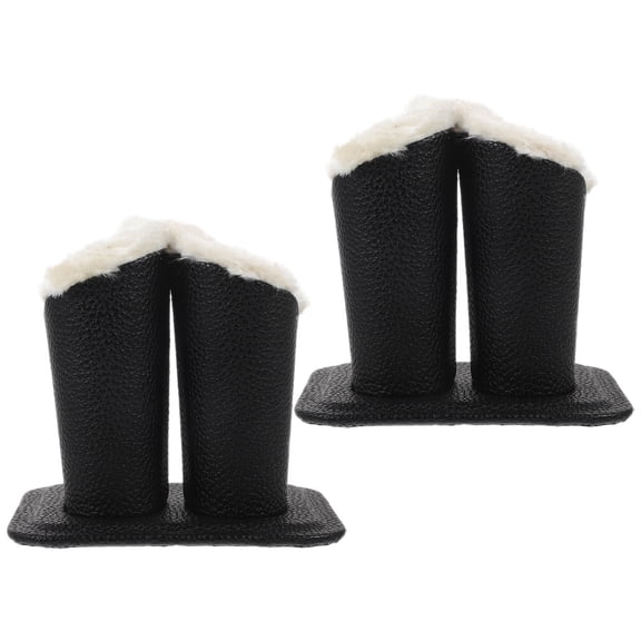 LOLIPPYY 2Pcs Sunglasses Holder Plush Lined Glasses Stand for Desk Nightstand in Black PU