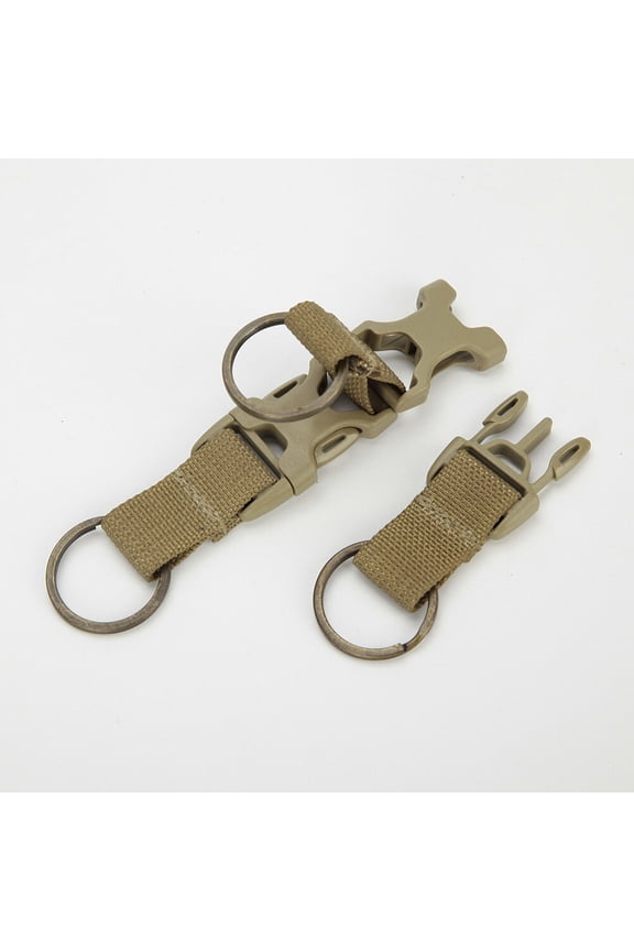 2Pcs Survival Keychain with Carabiner Buckle Coffee for Outdoor Hiking Camping Gear