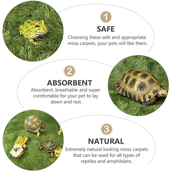 LOLIPPYY 2Pcs Thick Moss Carpets for Tortoise and Reptile Use Breathable Green Mat