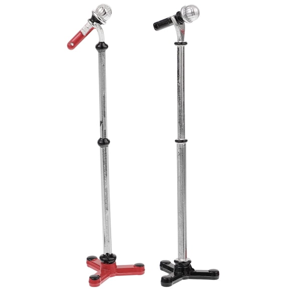 LOLIPPYY 2-Pack Miniature House Microphone Models for Dollhouse Decor, Alloy Material, Assorted Colors Set