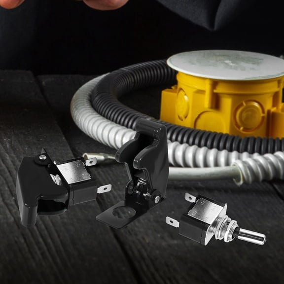 LOLIPPYY 2Pcs Toggle Switch Protector Guard Black Durable Cover for Marine Boat Motorcycle Use