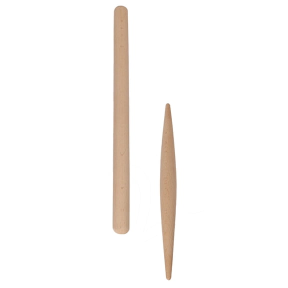 LOLIPPYY 2-Pack Beech Wood Hand Rollers for Cooking and Crafting, Wooden Tools for Dough and Clay Rolling